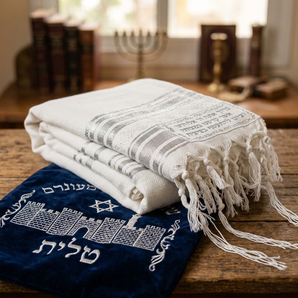 Talit Blanco y Plata N°60